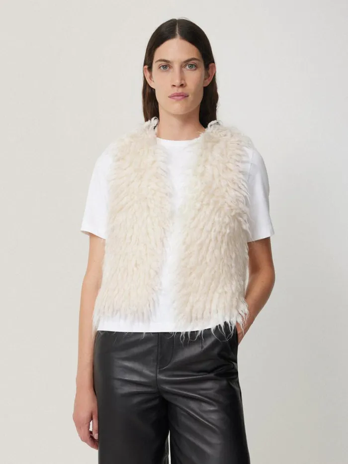 Jigsaw Looped Knitted Gilet Cream Women Knitwear and Cashmere