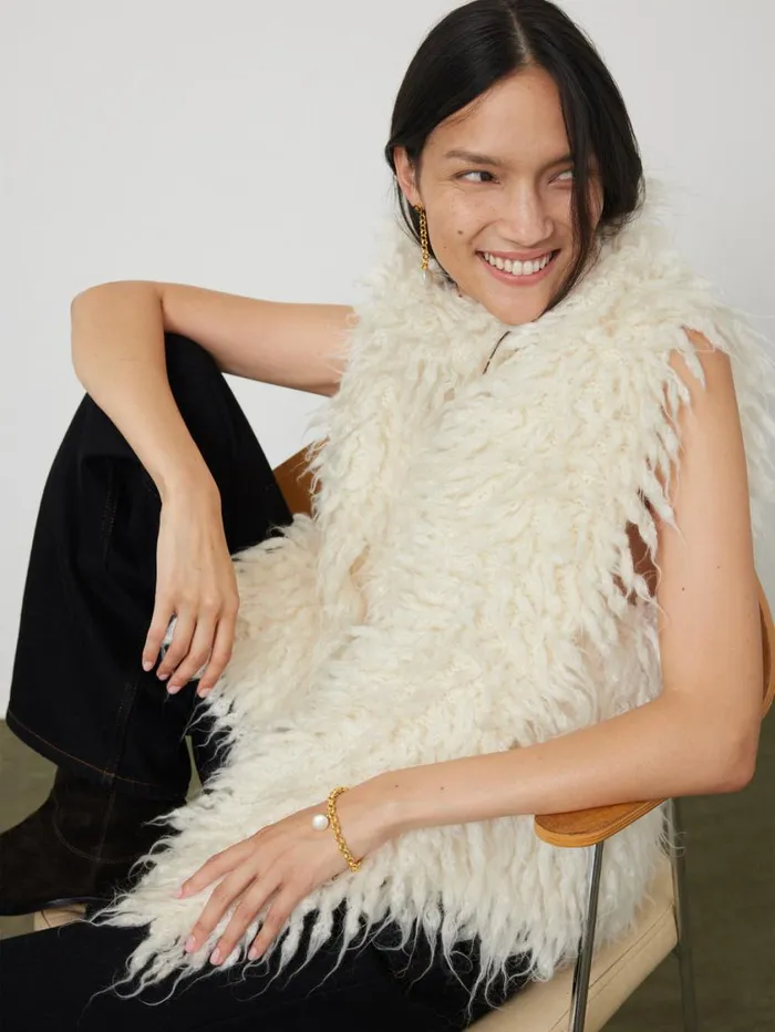 Jigsaw Looped Knitted Gilet Cream Women Knitwear and Cashmere