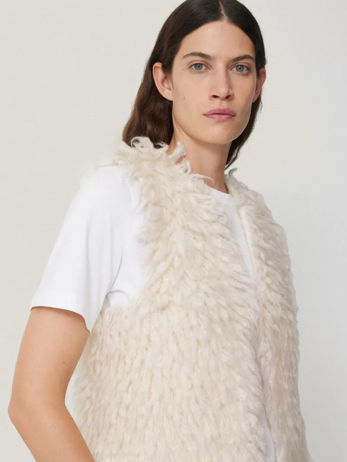 Jigsaw Looped Knitted Gilet Cream Women Knitwear and Cashmere