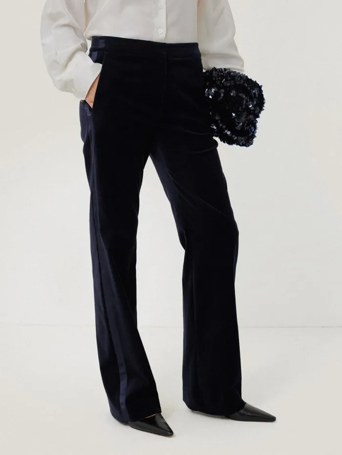 Jigsaw Mason Velvet Trouser Navy Women Suits and Tailoring
