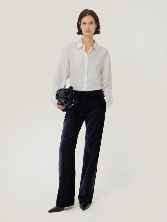 Jigsaw Mason Velvet Trouser Navy Women Suits and Tailoring