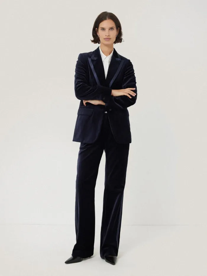 Jigsaw Mason Velvet Trouser Navy Women Suits and Tailoring