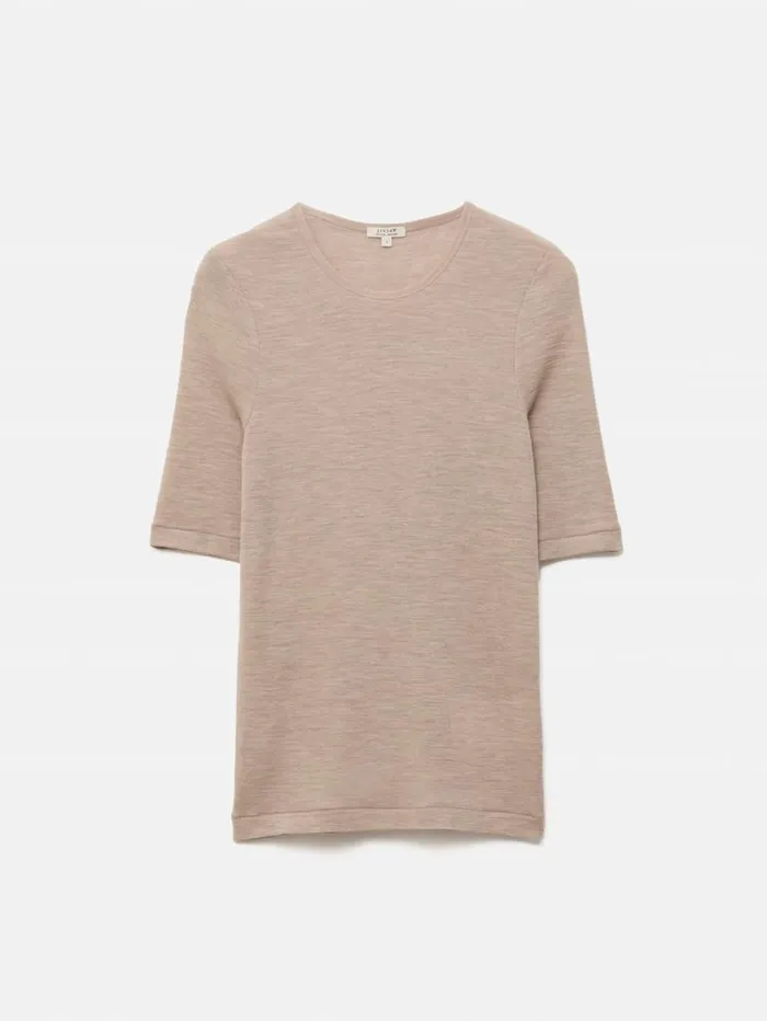 Jigsaw Merino Half Sleeve Tshirt Stone Women Knitwear and Cashmere