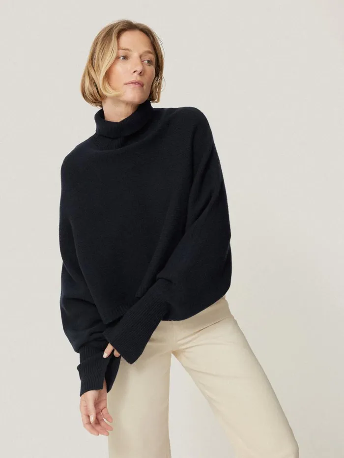 Jigsaw Merino Poncho Jumper Navy Women Knitwear and Cashmere
