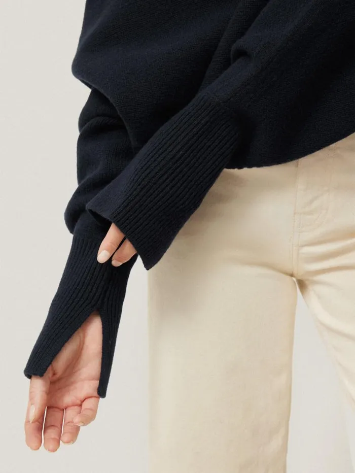 Jigsaw Merino Poncho Jumper Navy Women Knitwear and Cashmere