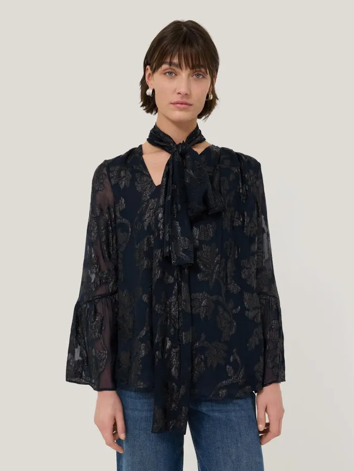 Jigsaw Metallic Jacquard Top Navy Women Coords