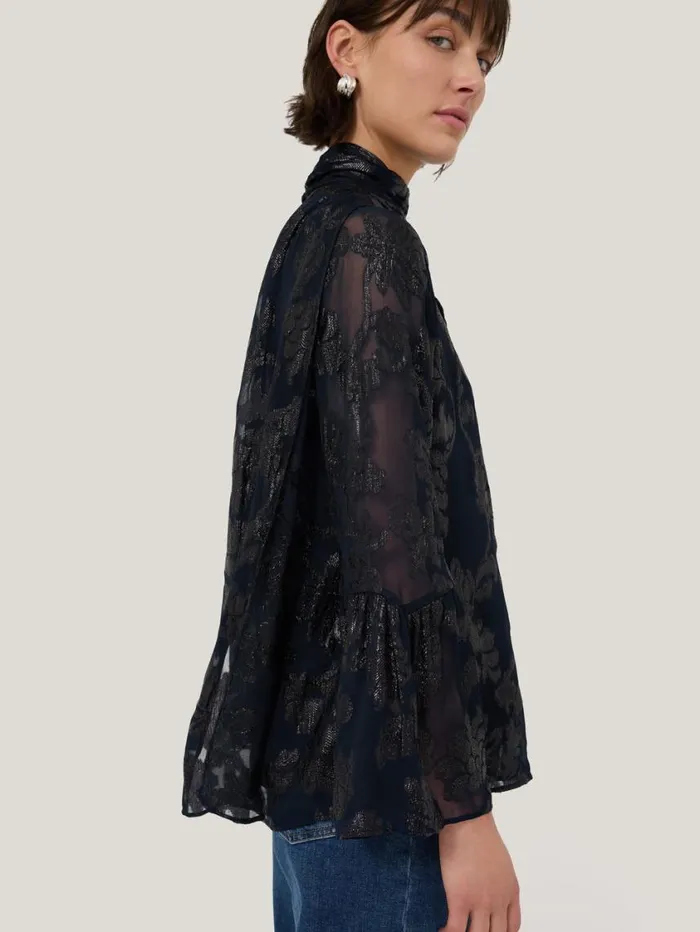 Jigsaw Metallic Jacquard Top Navy Women Coords