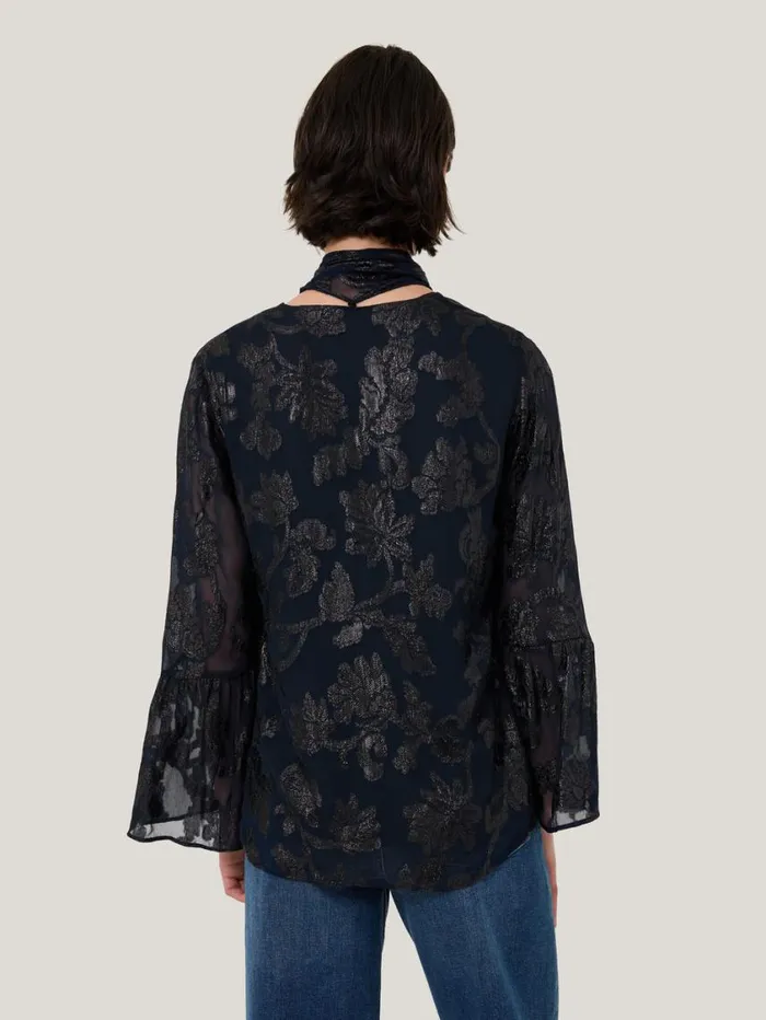 Jigsaw Metallic Jacquard Top Navy Women Coords