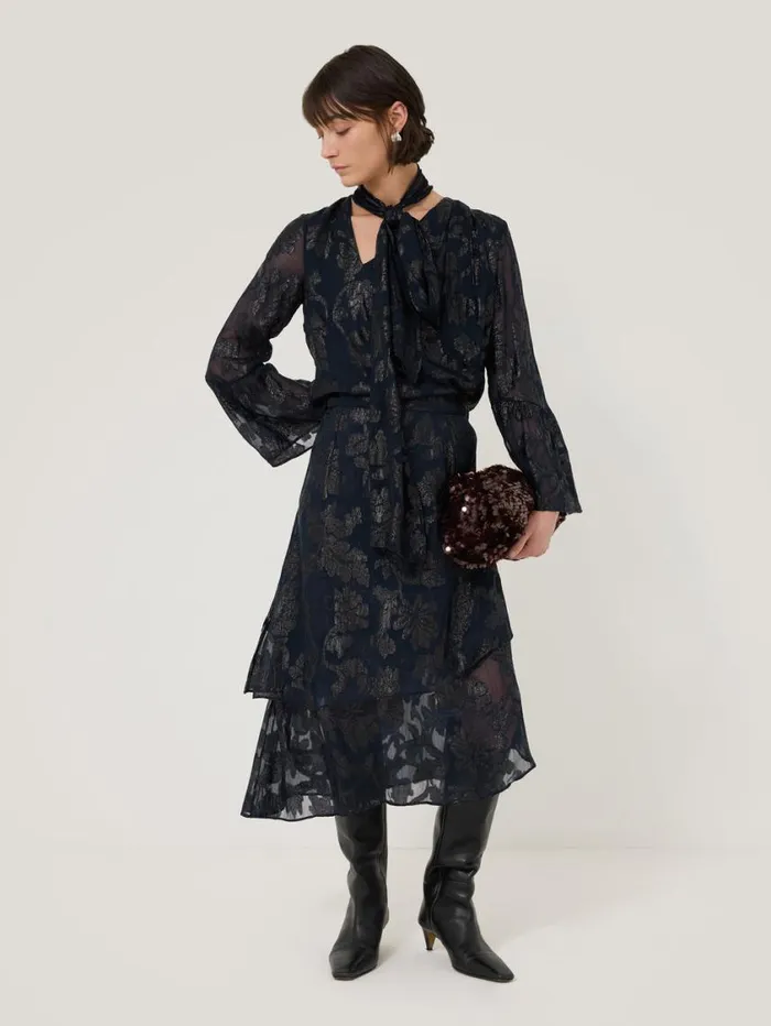 Jigsaw Metallic Jacquard Top Navy Women Coords