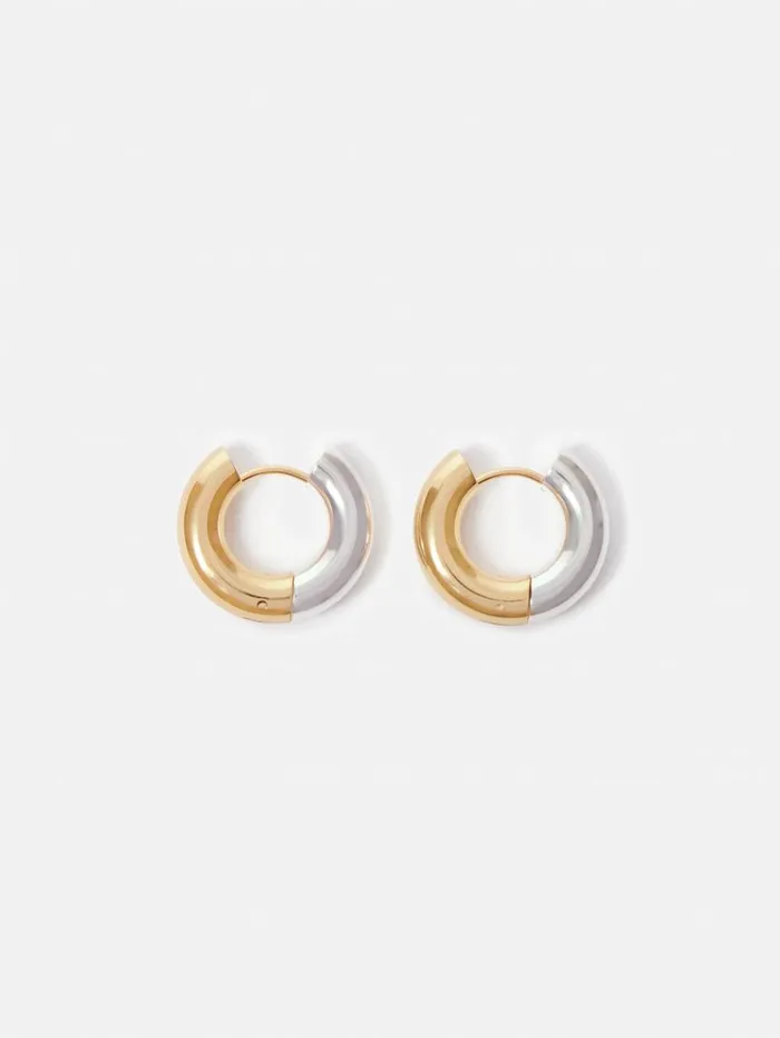 Jigsaw Mixed Metal Hoop Earring Multi Women Jewellery