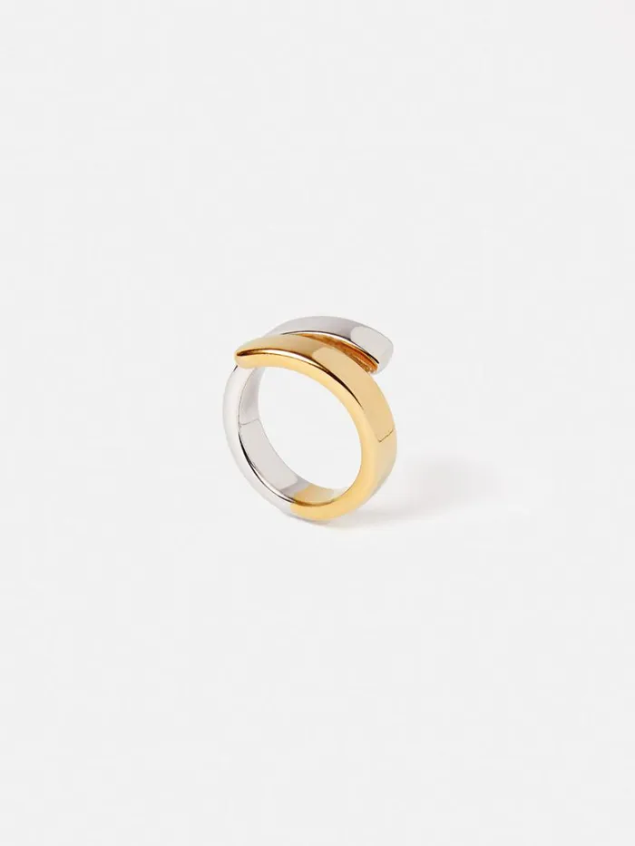 Jigsaw Mixed Metal Wrap Ring Multi Women Party