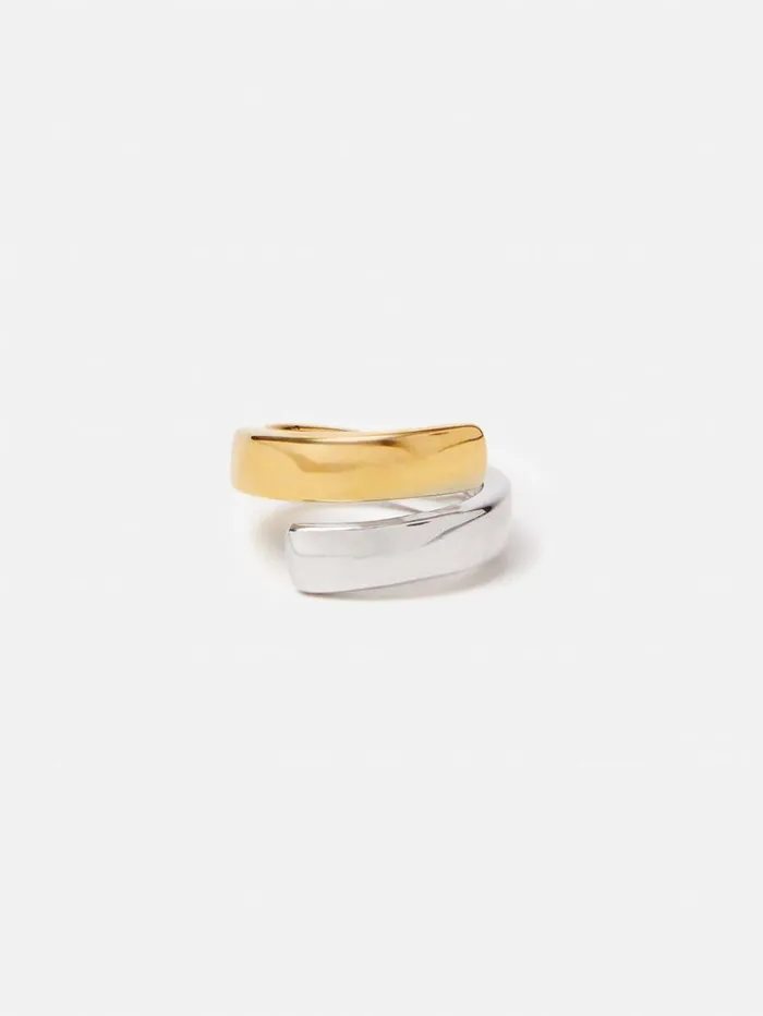 Jigsaw Mixed Metal Wrap Ring Multi Women Party