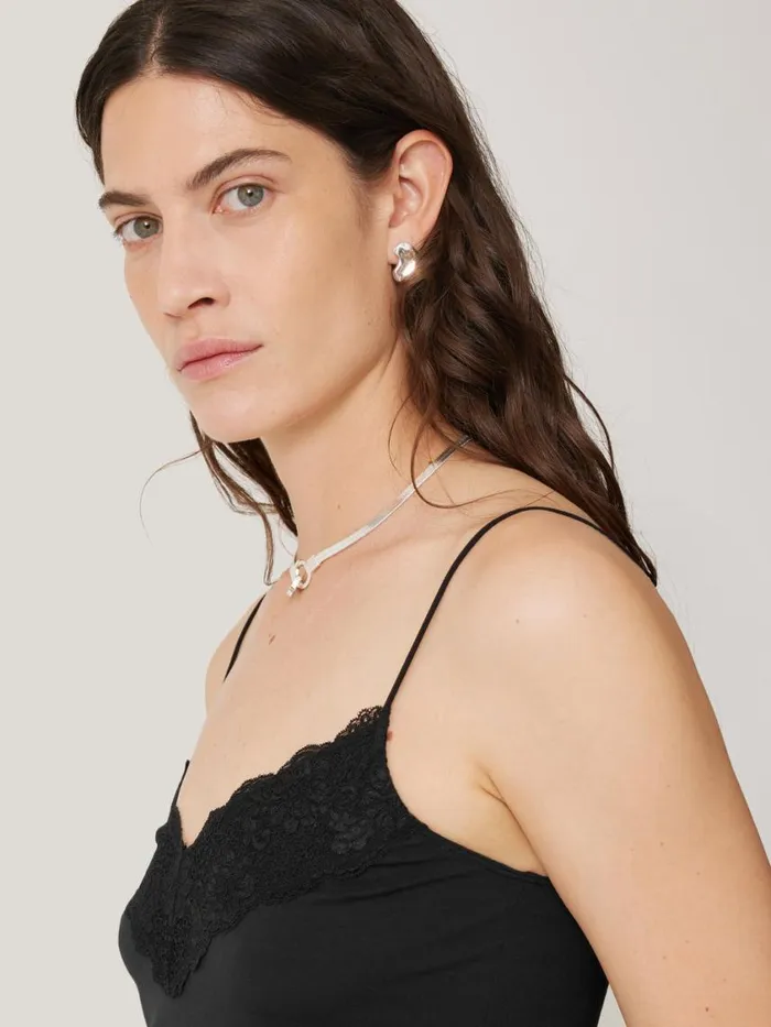 Jigsaw Modal Lace Vest Black Women Pyjamas and Loungewear