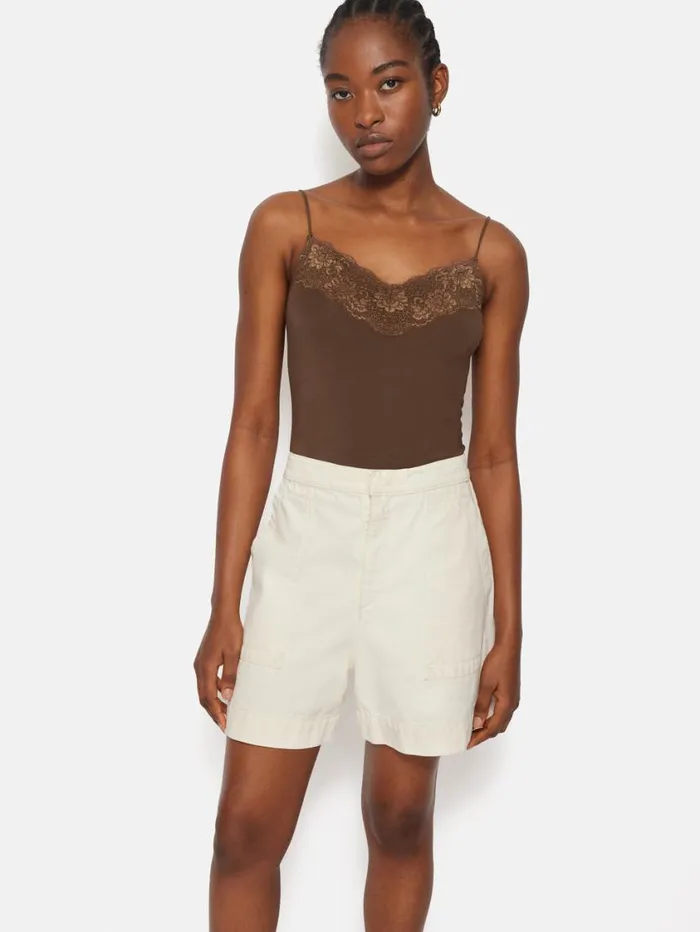 Jigsaw Modal Lace Vest Ganache Women Shirts and Tops