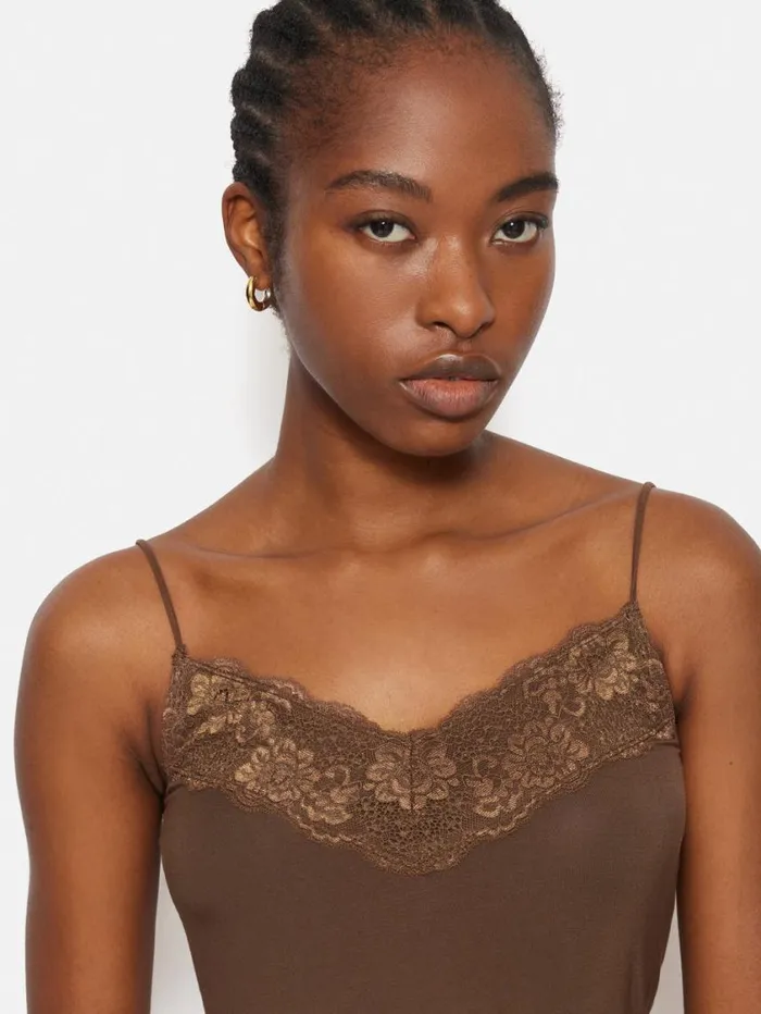 Jigsaw Modal Lace Vest Ganache Women Shirts and Tops
