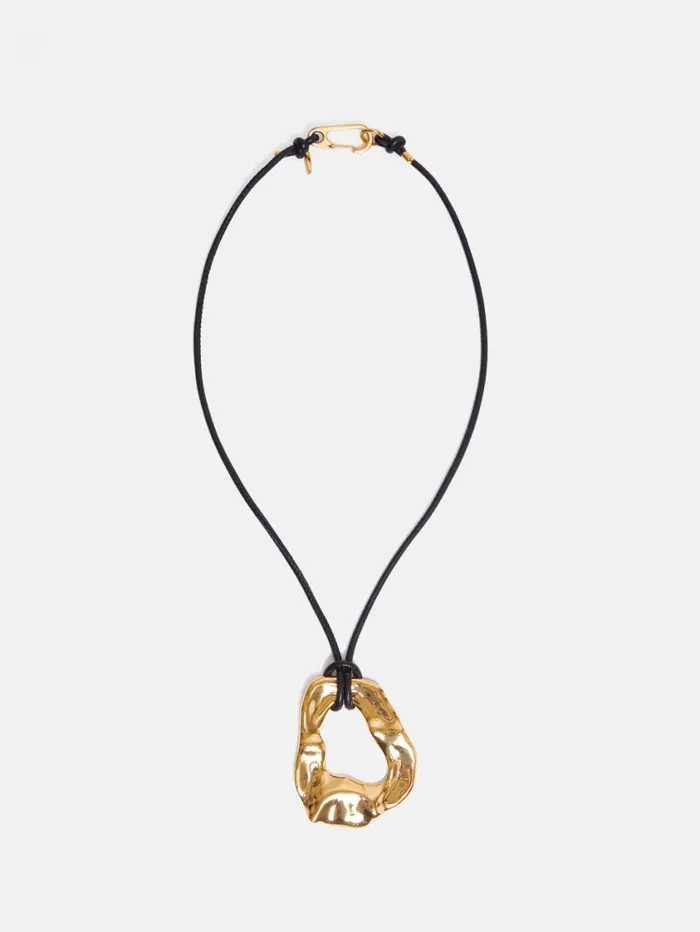 Jigsaw Molten Loop Leather Necklace Gold Women Jewellery