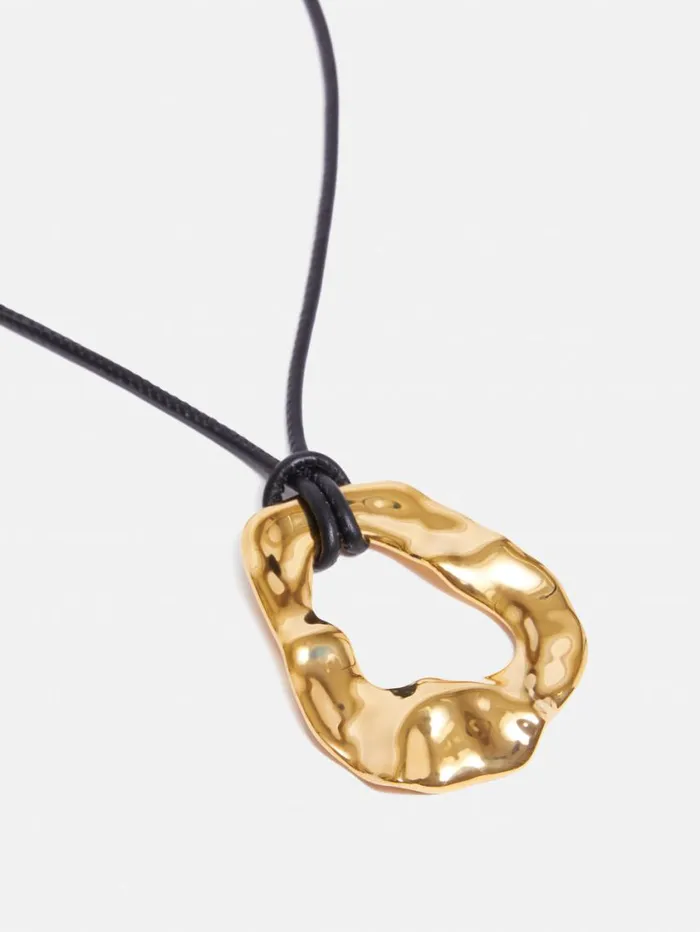 Jigsaw Molten Loop Leather Necklace Gold Women Jewellery