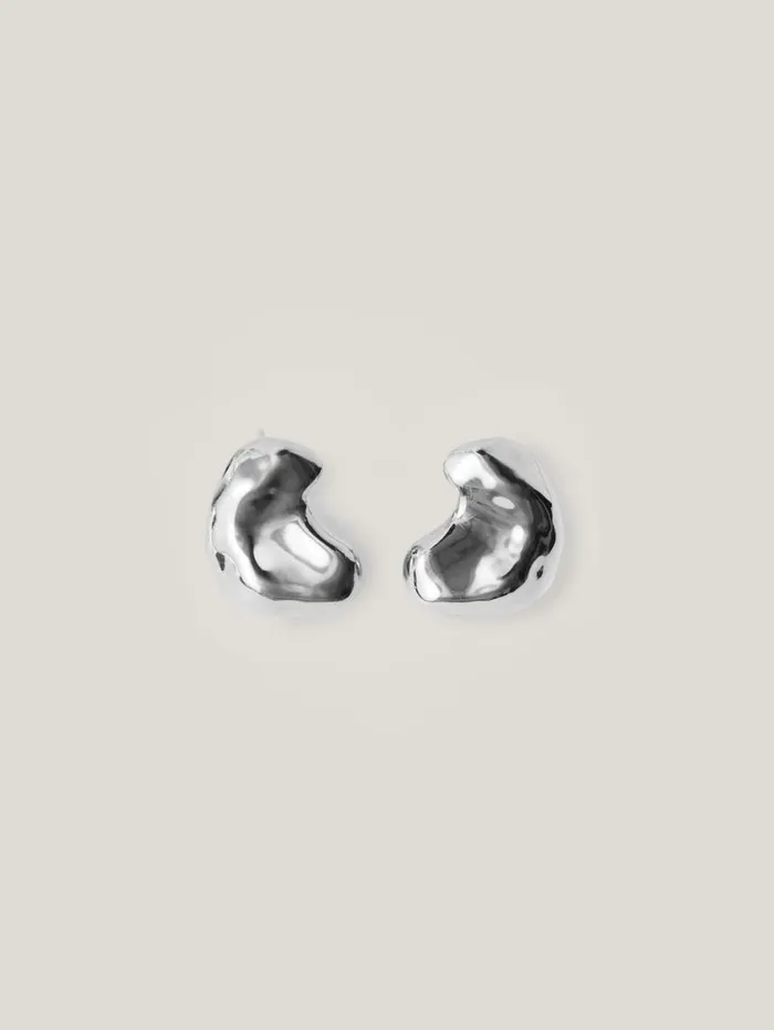 Jigsaw Molten Stud Earring Silver Women Jewellery