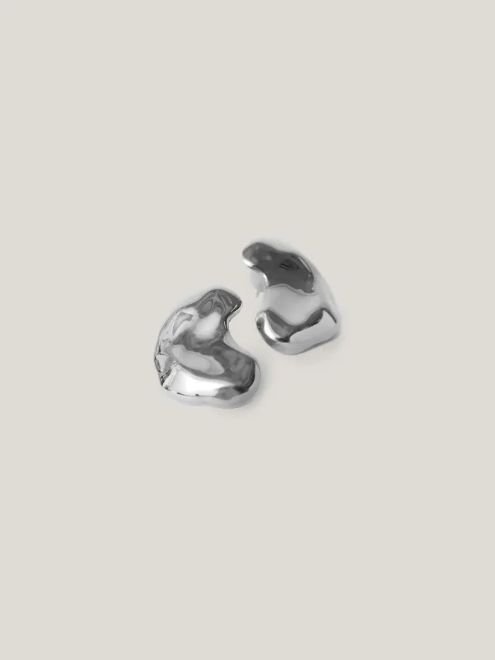 Jigsaw Molten Stud Earring Silver Women Jewellery