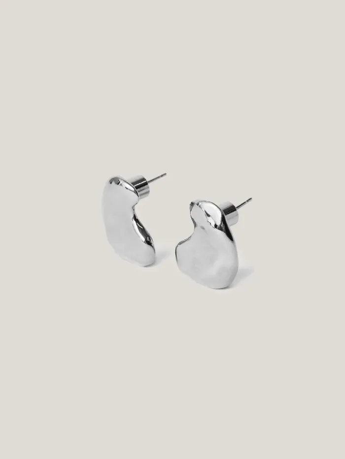 Jigsaw Molten Stud Earring Silver Women Jewellery