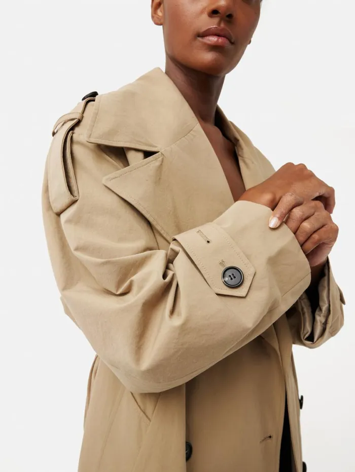 Jigsaw Nelson Cotton Trench Coat Stone Women Coats and Jackets