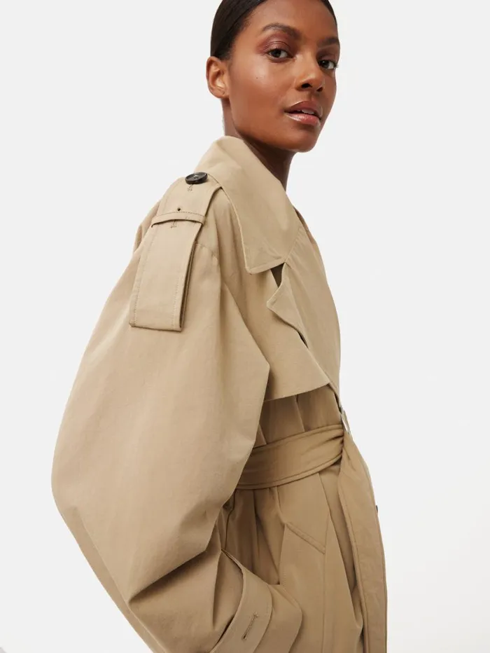 Jigsaw Nelson Cotton Trench Coat Stone Women Coats and Jackets
