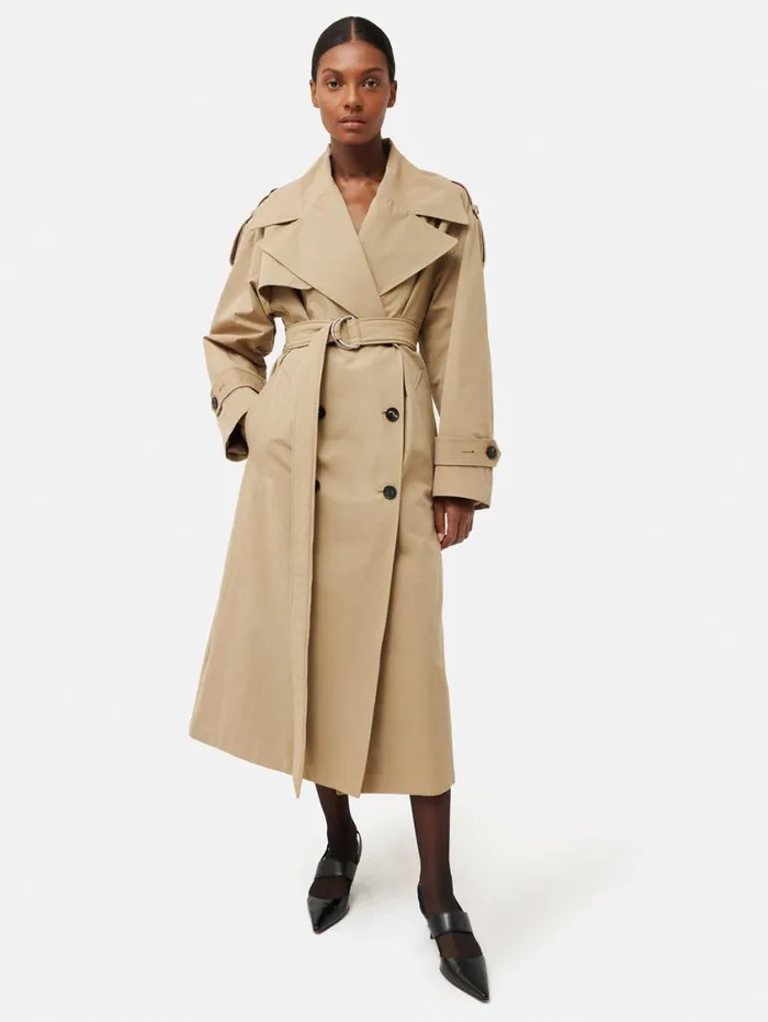 Jigsaw Nelson Cotton Trench Coat Stone Women Coats and Jackets