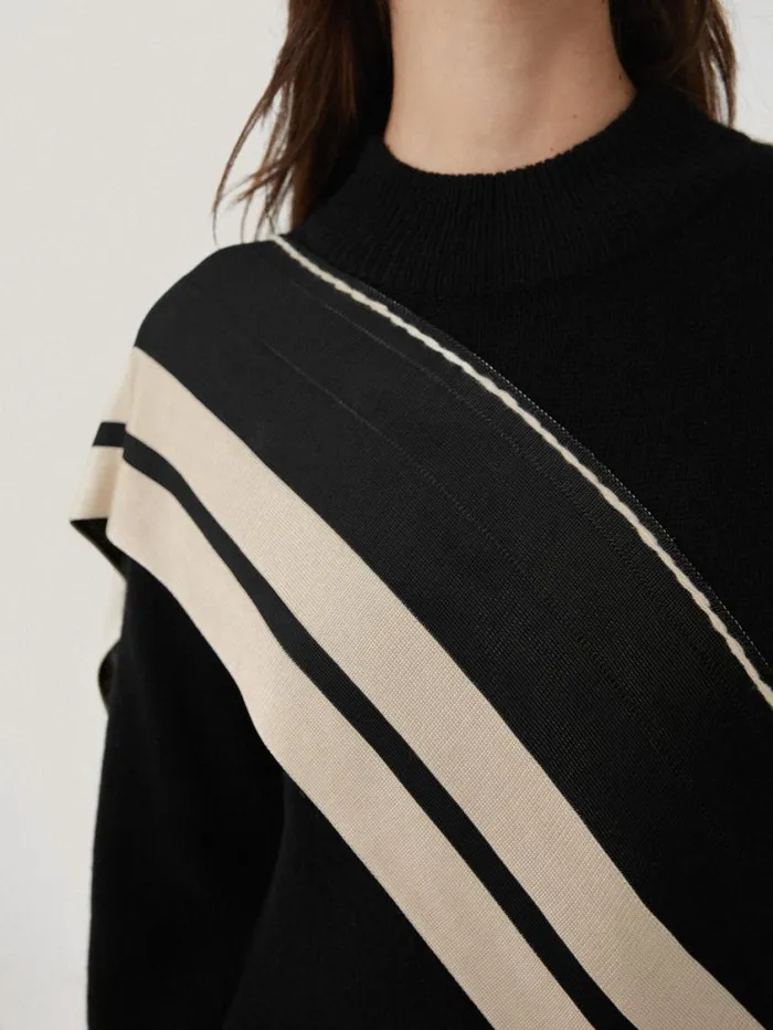 Jigsaw Opera Scarf Knitted Dress Black Women Knitwear and Cashmere