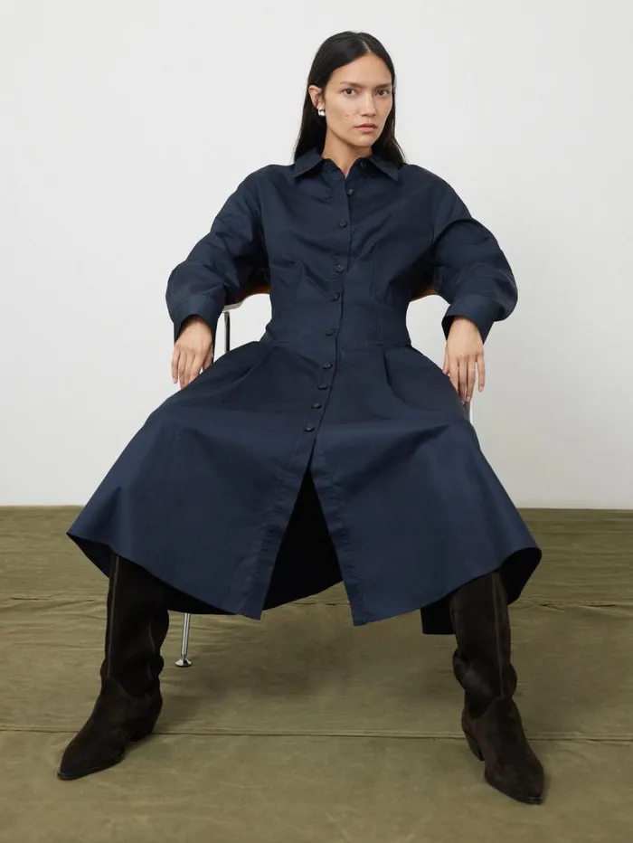Jigsaw Panelled Shirt Dress Navy Women Dresses and Jumpsuits
