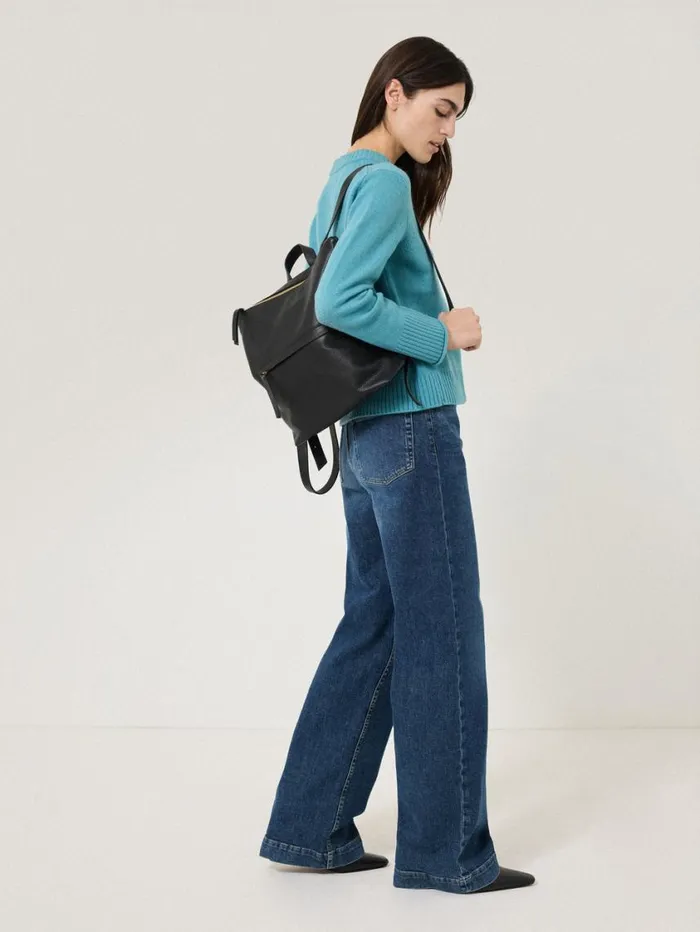 Jigsaw Pebble Leather Backpack Black Women Leather