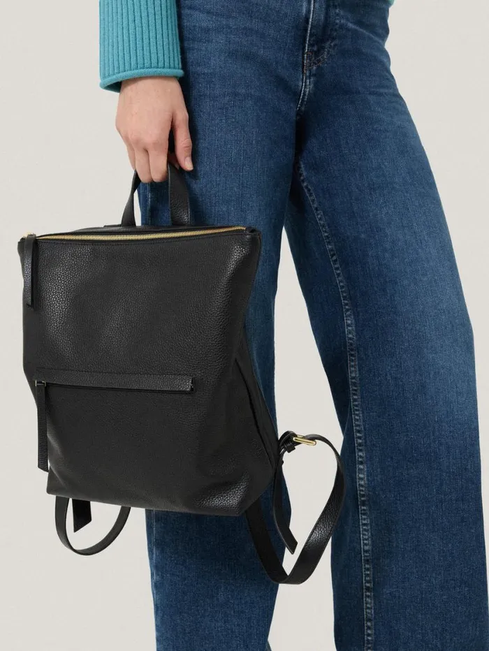 Jigsaw Pebble Leather Backpack Black Women Leather