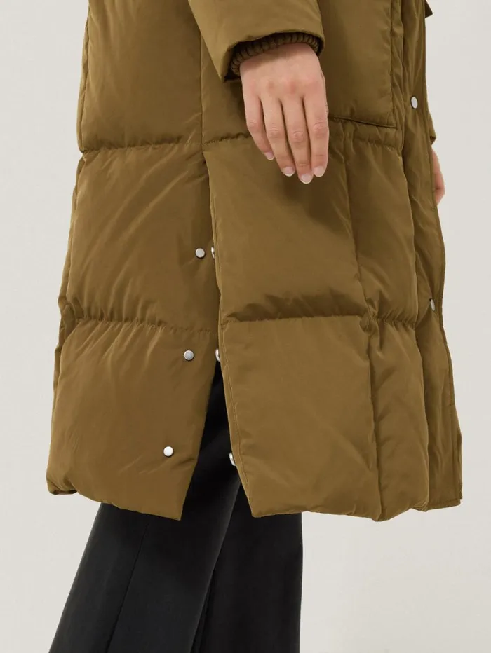 Jigsaw Relaxed Longline Puffer Coat Stone Women Coats and Jackets