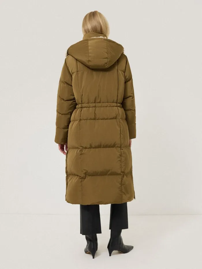 Jigsaw Relaxed Longline Puffer Coat Stone Women Coats and Jackets