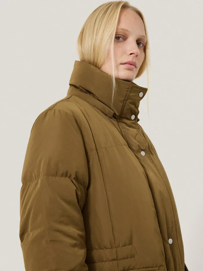 Jigsaw Relaxed Longline Puffer Coat Stone Women Coats and Jackets