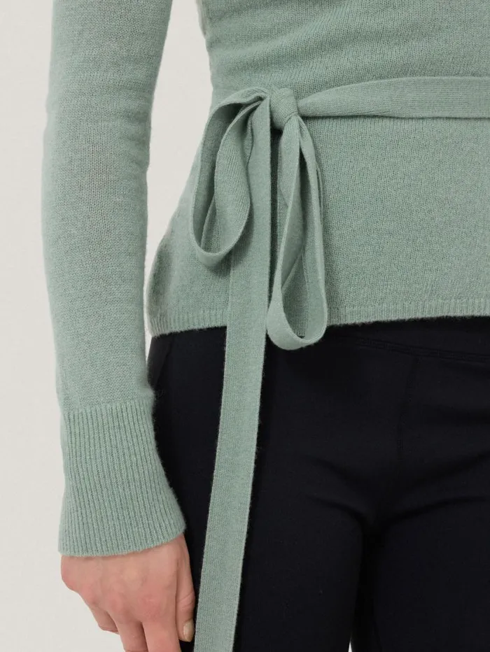 Jigsaw Ribbed Wrap Cardigan Green Women Knitwear and Cashmere