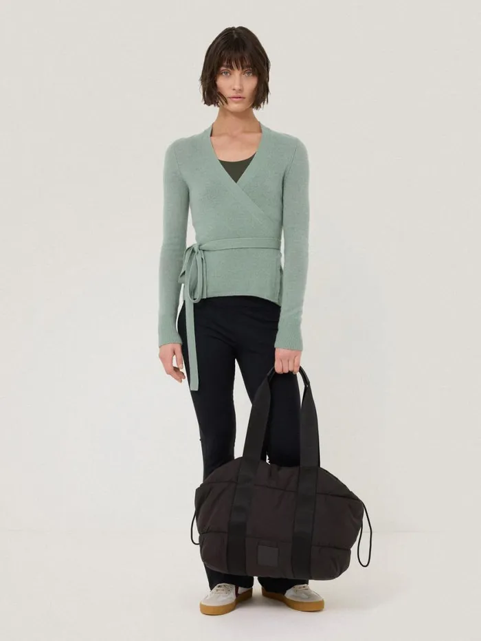 Jigsaw Ribbed Wrap Cardigan Green Women Knitwear and Cashmere