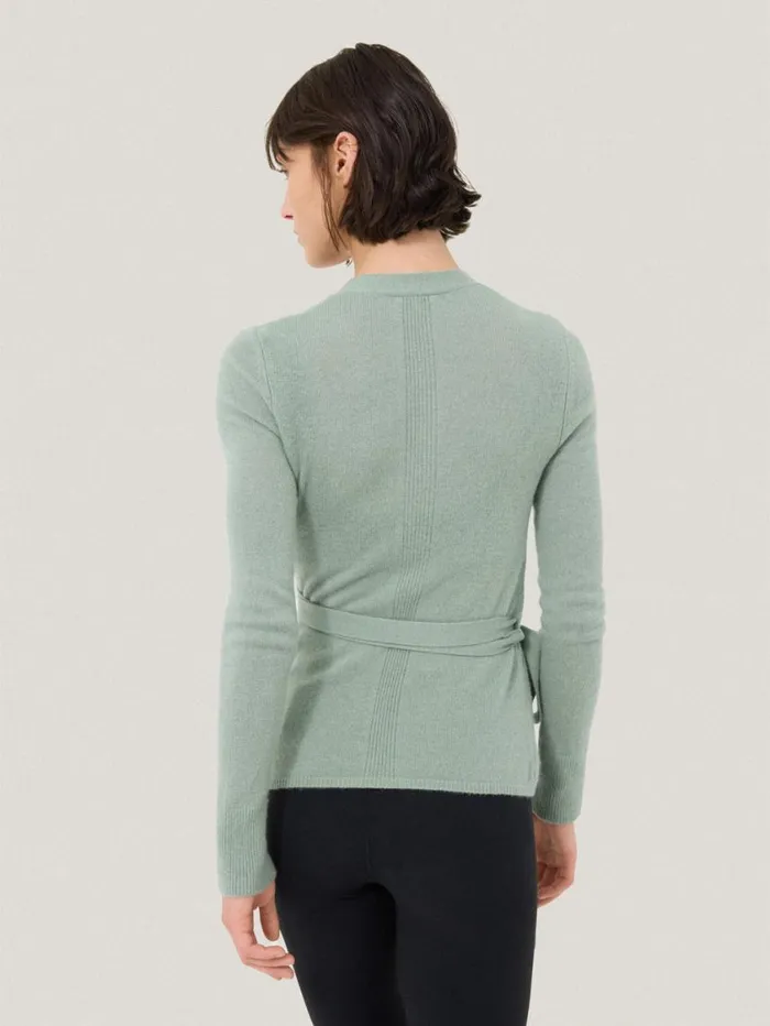 Jigsaw Ribbed Wrap Cardigan Green Women Knitwear and Cashmere