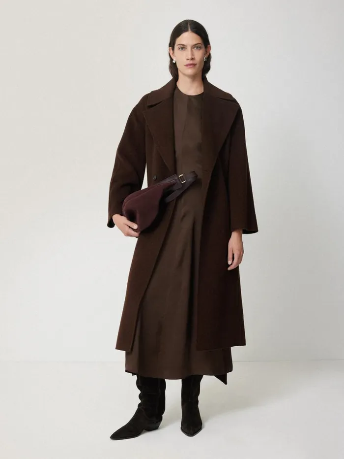 Jigsaw Satin Crepe Midi Dress Brown Women Dresses and Jumpsuits