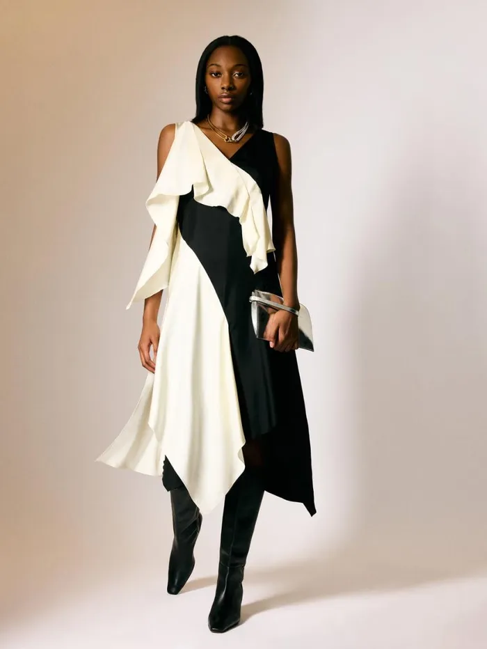 Jigsaw Sculptural Silk Twill Dress Monochrome Women Coords