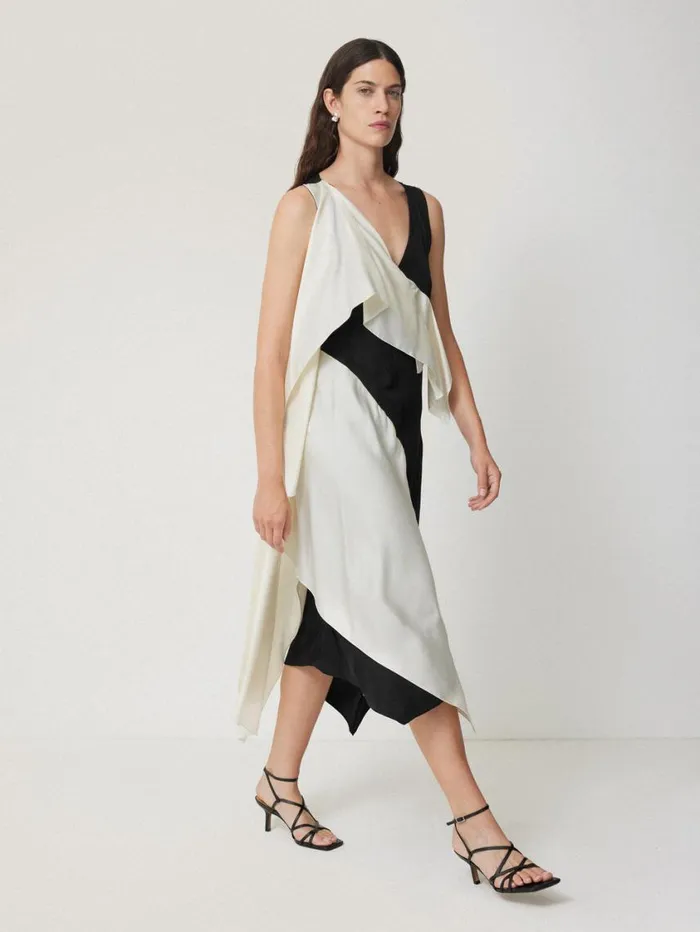 Jigsaw Sculptural Silk Twill Dress Monochrome Women Coords
