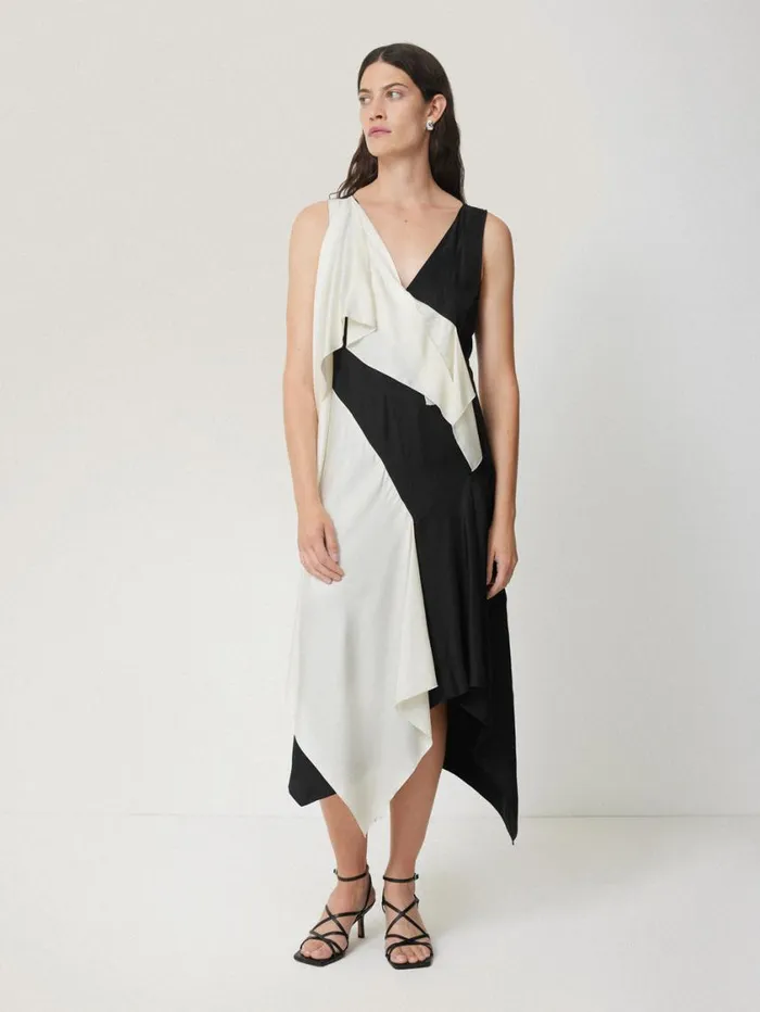 Jigsaw Sculptural Silk Twill Dress Monochrome Women Coords