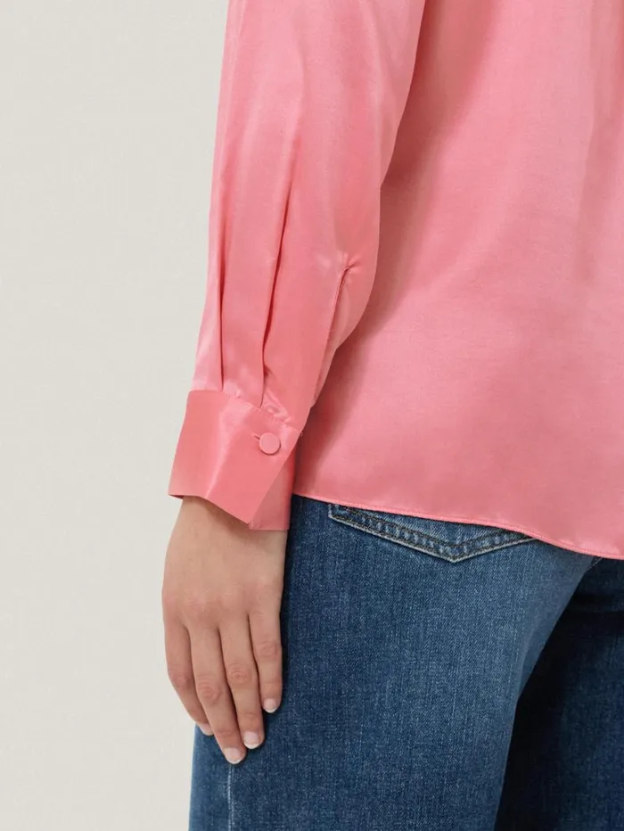 Jigsaw Silk Satin Blend Shirt Pink Women Shirts and Tops