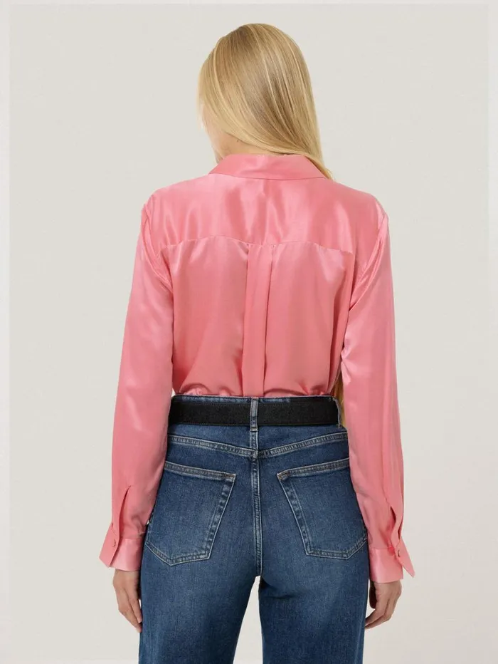 Jigsaw Silk Satin Blend Shirt Pink Women Shirts and Tops