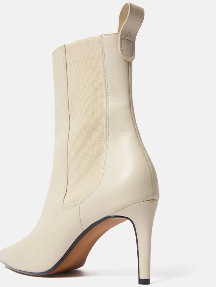 Jigsaw Skelter Heeled Boot Cream Women Boots