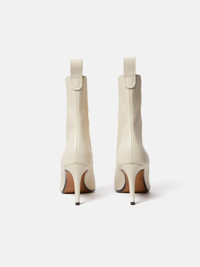 Jigsaw Skelter Heeled Boot Cream Women Boots