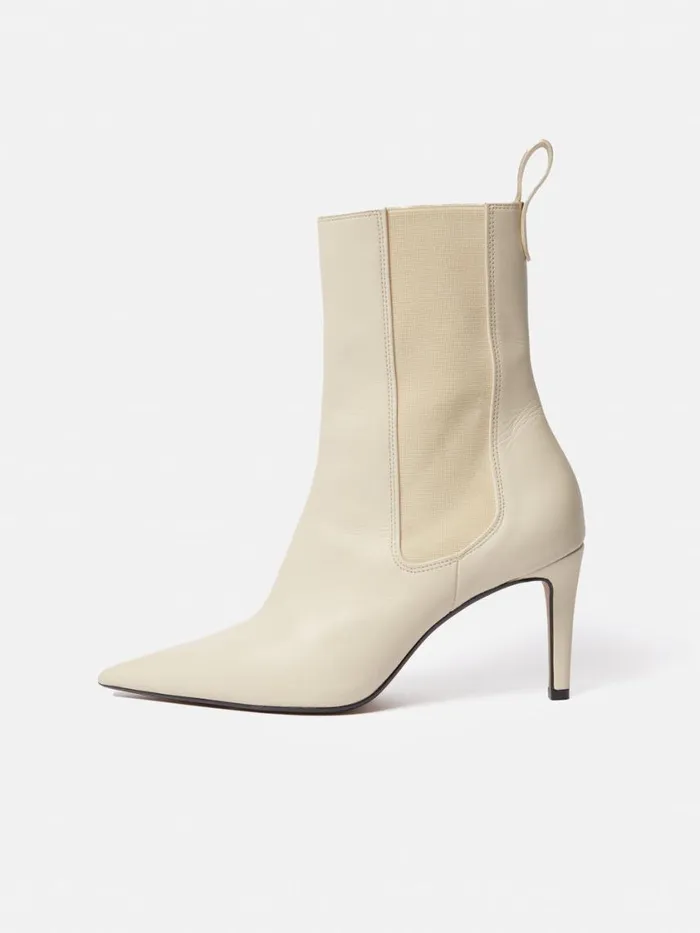 Jigsaw Skelter Heeled Boot Cream Women Heels