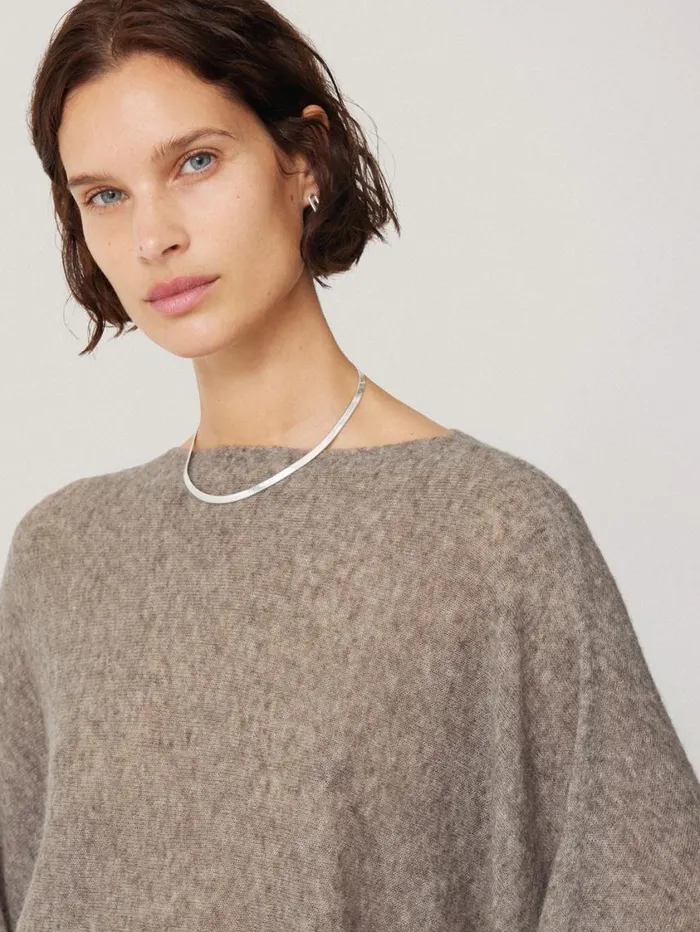 Jigsaw Soft Gauzy Knit Poncho Jumper Taupe Women Coords