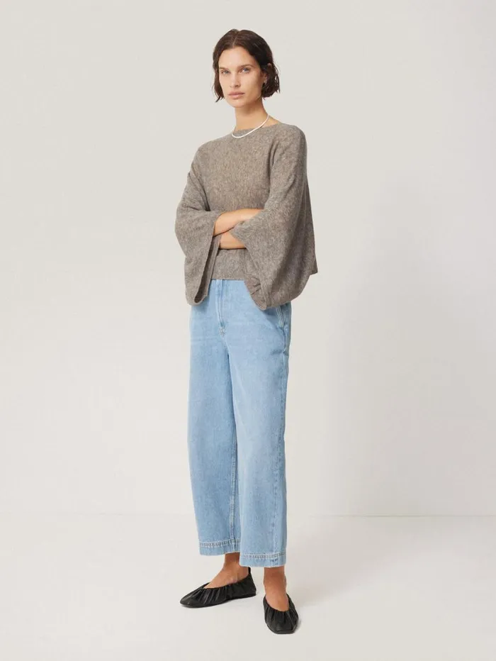 Jigsaw Soft Gauzy Knit Poncho Jumper Taupe Women Coords