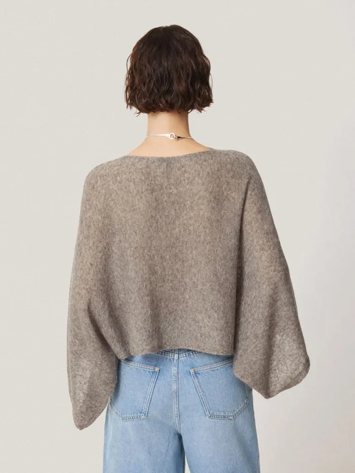 Jigsaw Soft Gauzy Knit Poncho Jumper Taupe Women Coords
