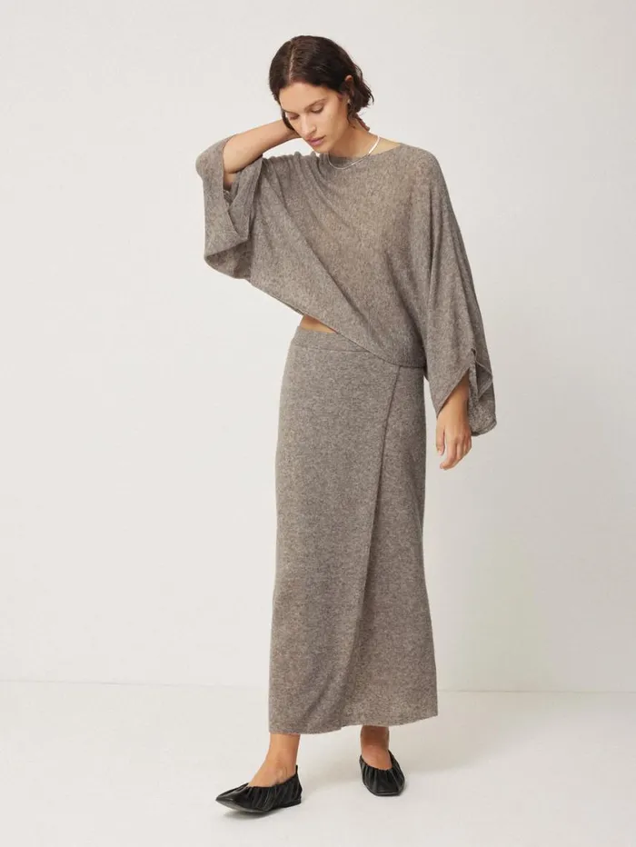 Jigsaw Soft Gauzy Knit Poncho Jumper Taupe Women Coords